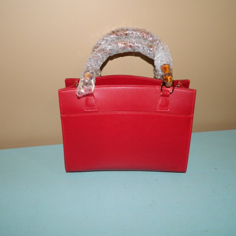 Mark & Graham Bamboo Italian Leather Crossbody Red